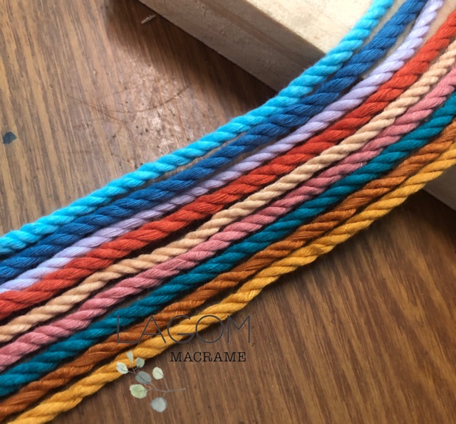Dây thừng cotton màu size 3mm thắt macrame, trang trí, decor