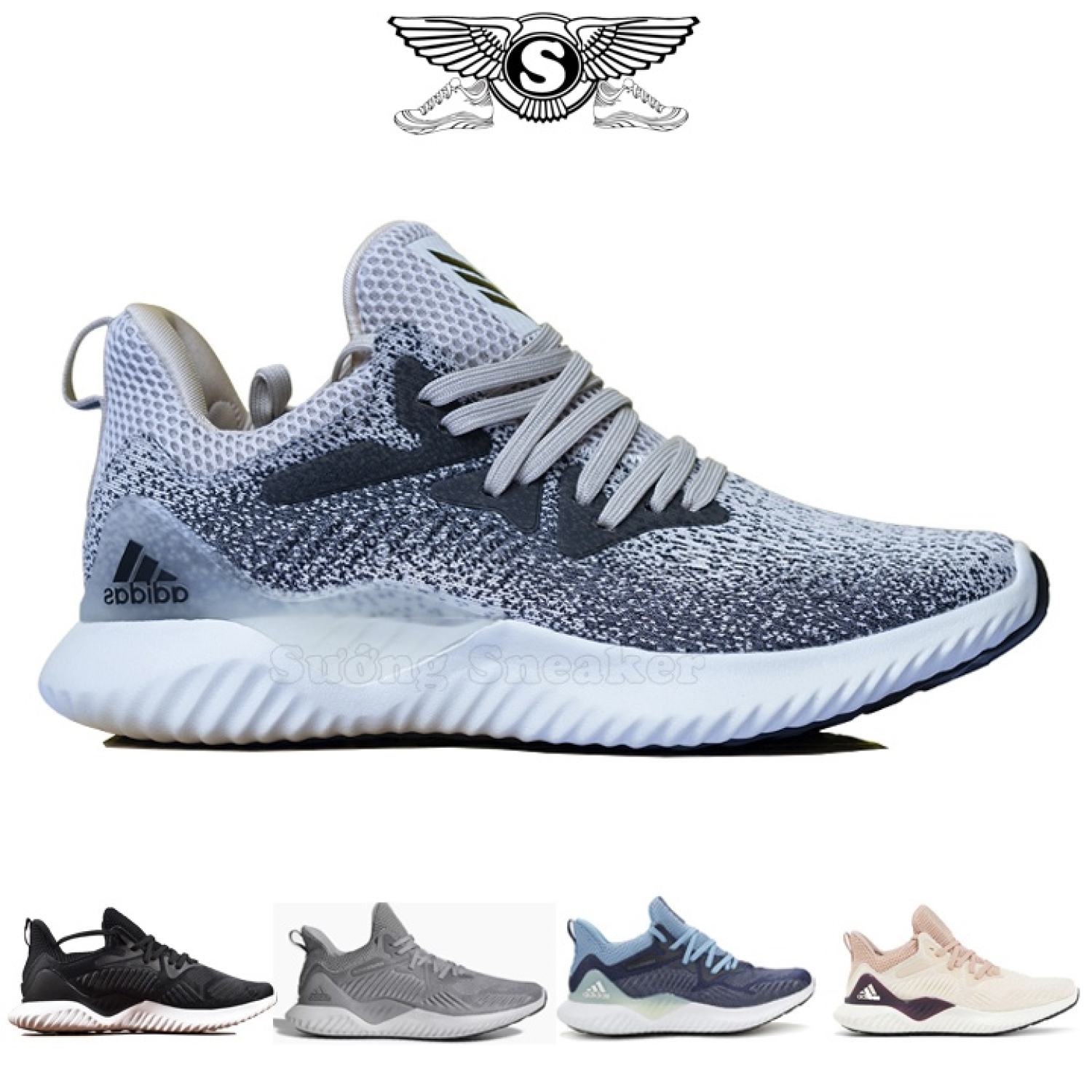 Giày AlphaBounce Xám Tiêu Nam Nữ 11 Cao Cấp Full Box [ Sướng Sneaker ]