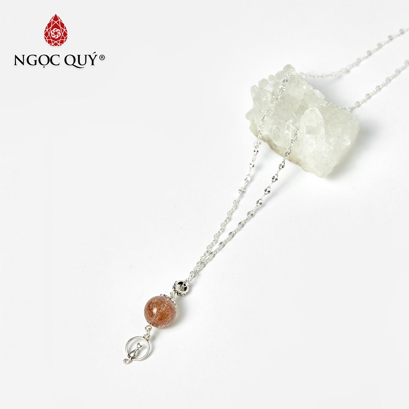 [HCM]Mặt Dây Chuyền Đá Thạch Anh Tóc Đỏ Mệnh Hỏa Thổ (màu đỏ) - Ngọc Qúy Gemstones