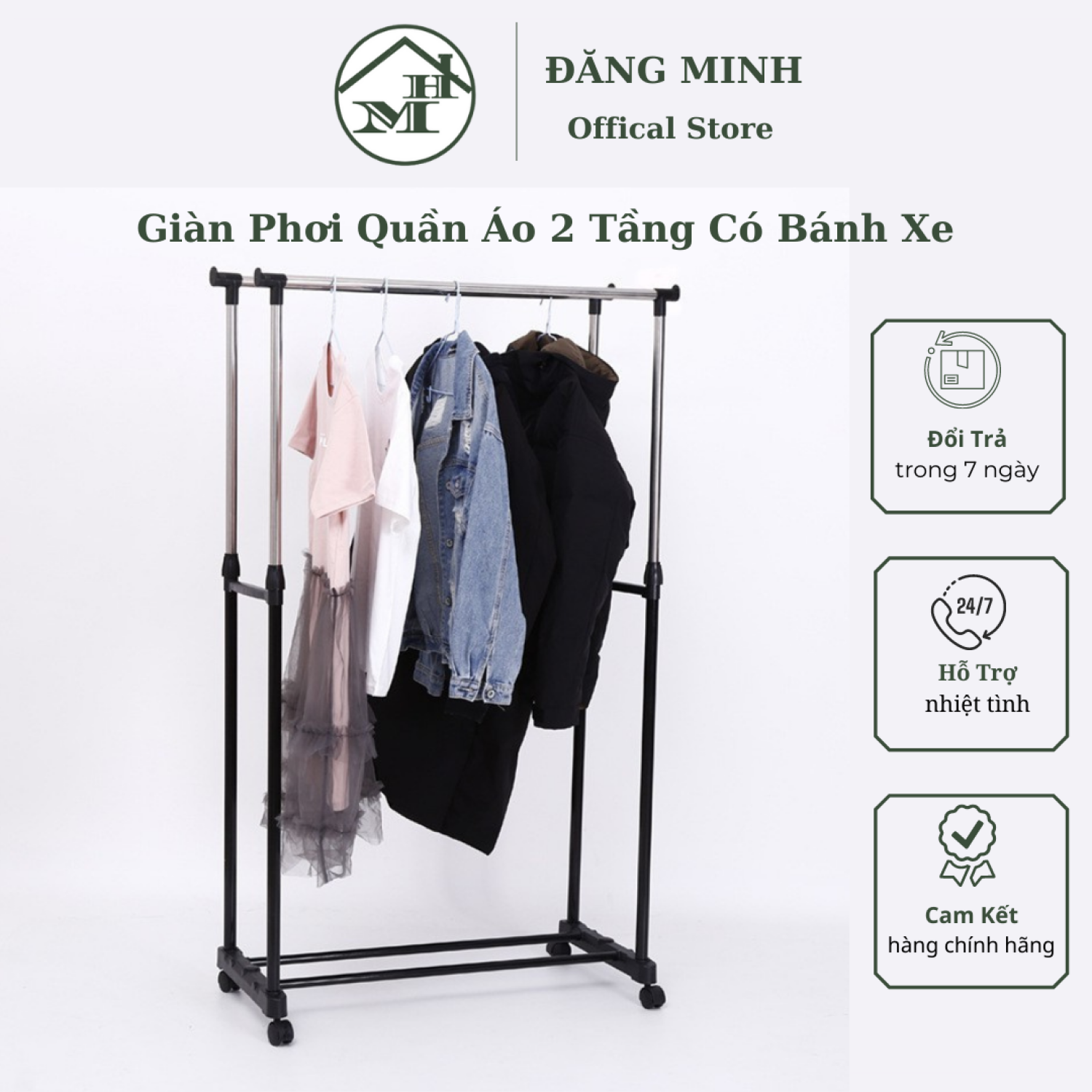 Sào phơi inox chắc chắn treo quần áo cây phơi đồ inox sào phơi đồ giá treo quần áo bằng inox. giàn phơi đồ quần áo sào phơi inox 2 tầng có bánh xe di chuyển tiện lợi