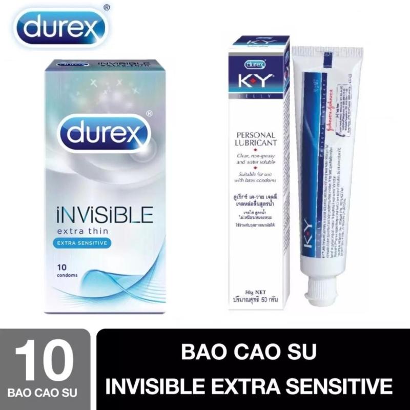 BCS Durex Invisible Extra Thin cực siêu mỏng 10s - tặng Gel bôi trơn Durex KY 50G [che tên sản phẩm] cao cấp