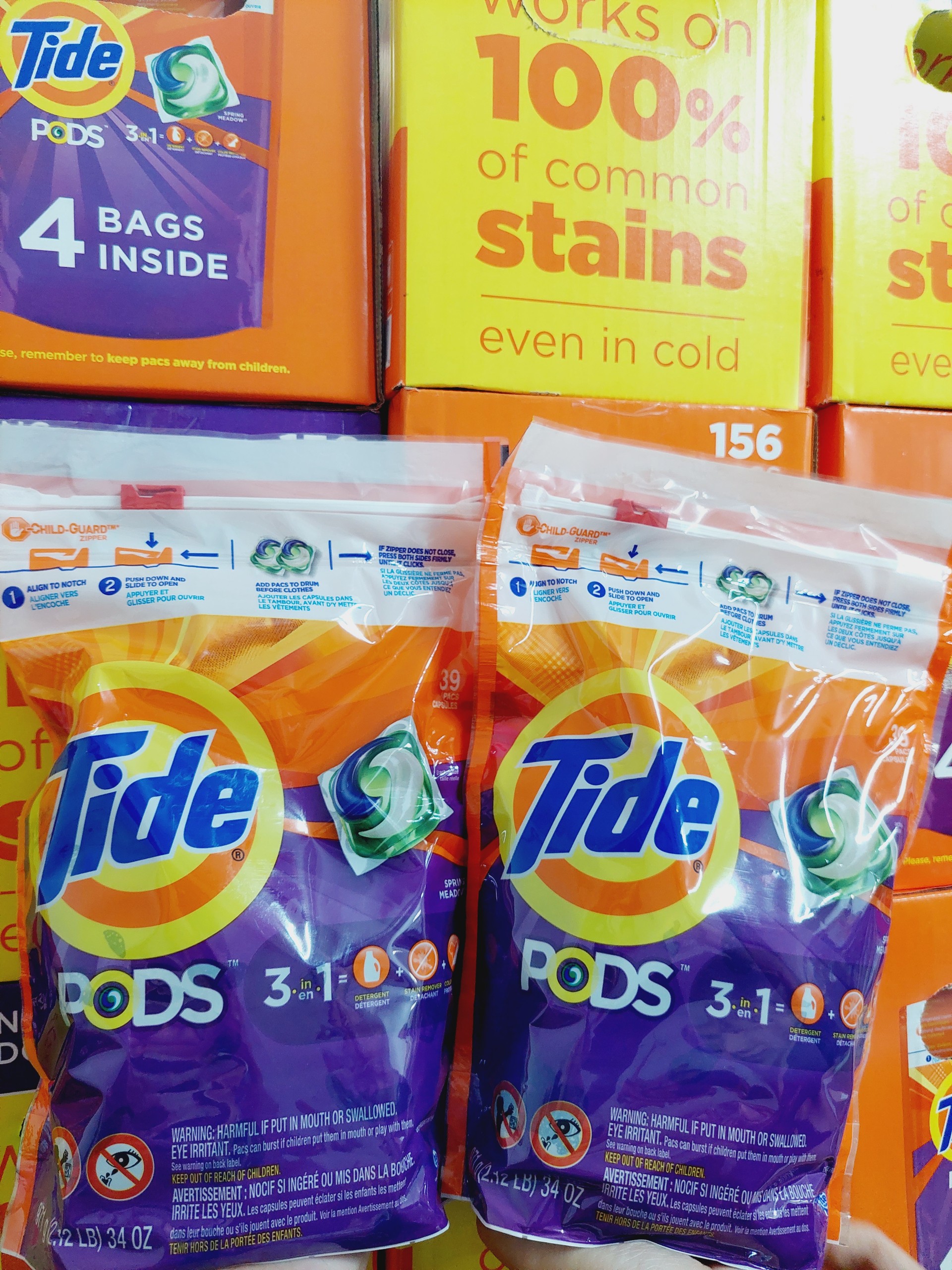 COMBO 2 BỊCH VIÊN GIẶT XẢ QUẦN ÁO TIDE PODS 3IN1 39 VIÊN MỸ