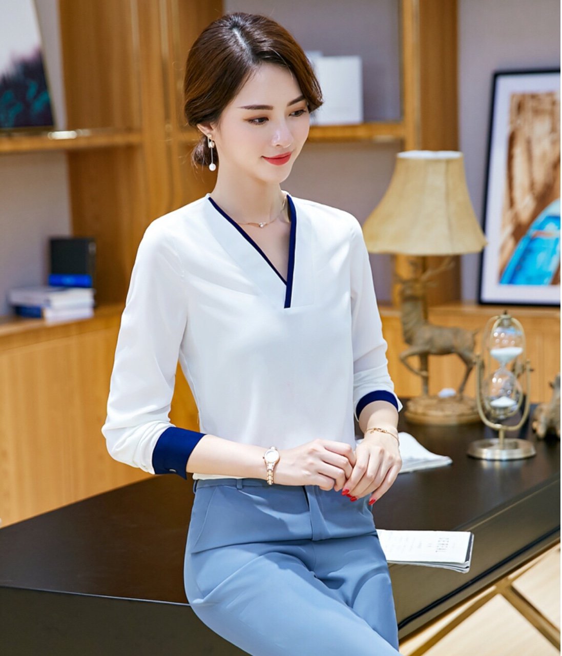 ÁO SƠ MI CỔ NHÚN ĐÍNH HẠT Beyeu1688 BY3300