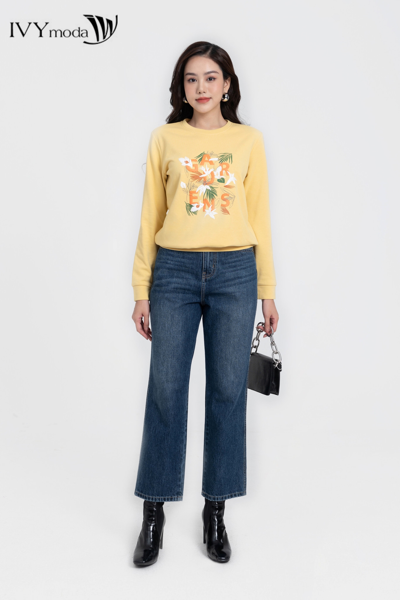 Áo thun họa tiết dài tay IVY Moda MS 58M8024