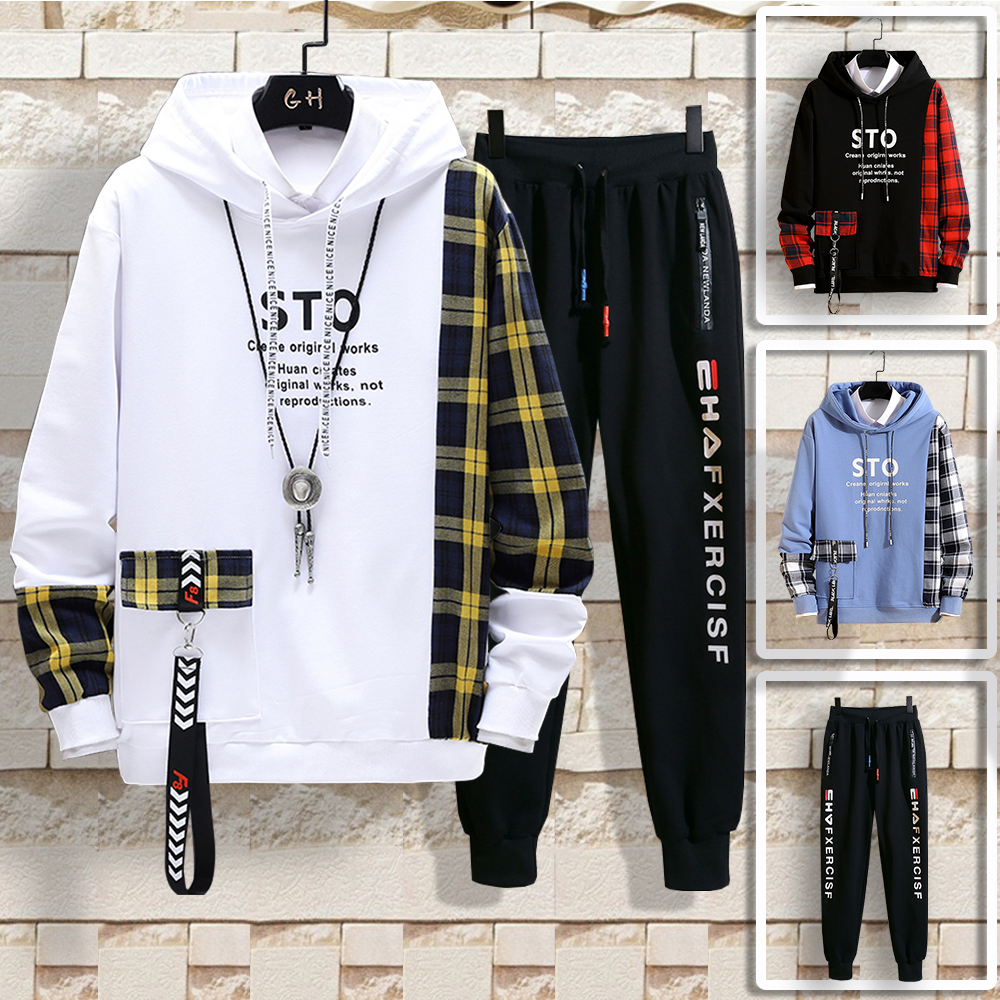 Bộ Đồ Thu Đông Nam Áo Hoodies Nỉ STO Phối kẻ Sọc Retro Kết Hợp Quần Jogger Thể Thao Gấu Thời Trang Hot Trend FASHION4MEN SET NAM 90000122