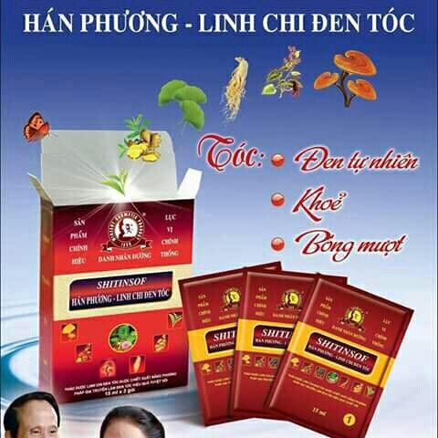 [CHÍNH HÃNG] Dầu gội đen tóc Shitinsof Hán Phương Linh Chi (Hộp 3 gói)