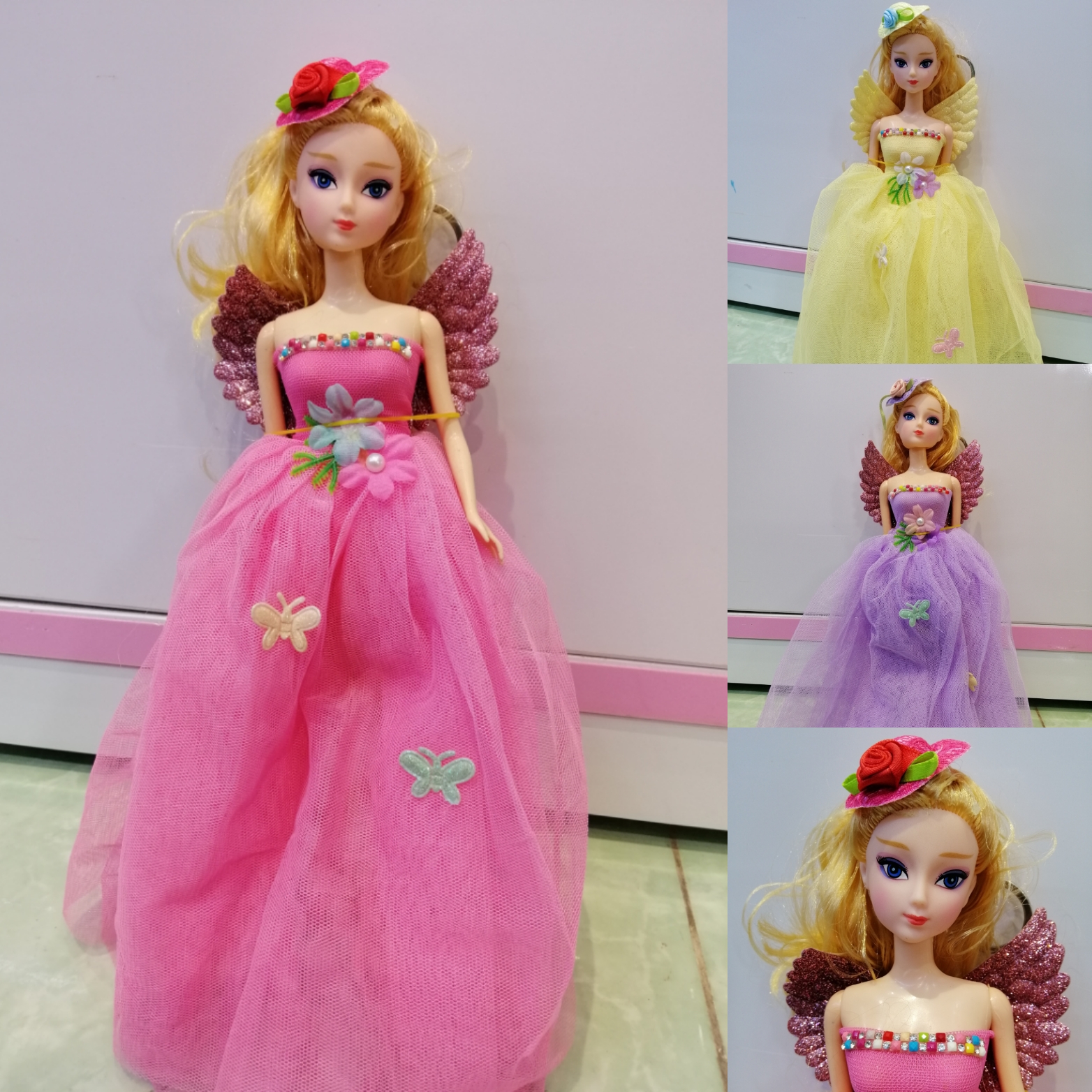 Búp bê công chúa cánh bướm kim tuyến lấp lánh cao 30 cm