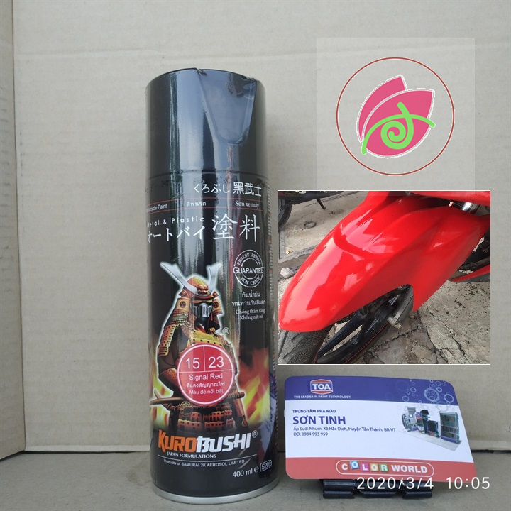 23 Màu đỏ  Sơn xịt xe máy kháng xăng Samurai màu đỏ nổi bật  15/23  400 ml