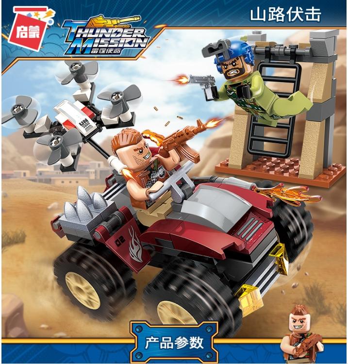 [HCM]Bộ lắp ráp Xe Jeep đỏ size nhỏ ( 2 nhân vật ) - Thunder Mission Series