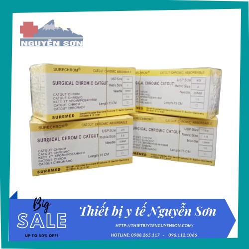 Chỉ khâu y tế Catgut đủ size - thiết bị y tế Nguyễn Sơn