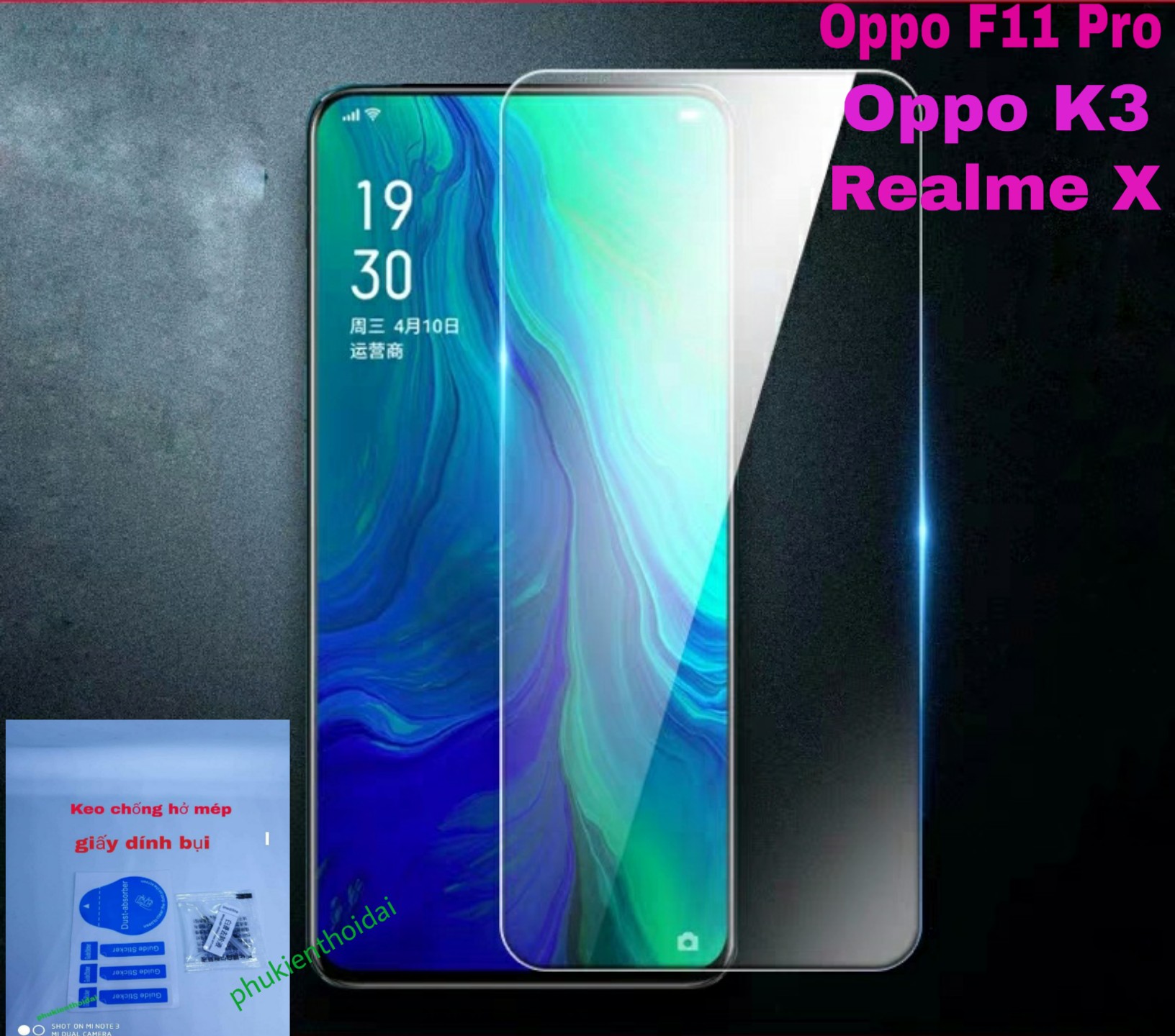 Cường lực Oppo K3 / Realme X / Oppo F11 Pro dùng chung trong suốt loại tốt 9H / 2.5D tặng keo mép