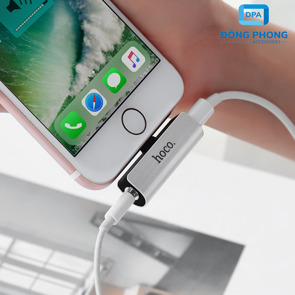 Jack Chia Cổng Lightning Ra 3.5mm 1 Ra 2 Chính Hãng Hoco LS25