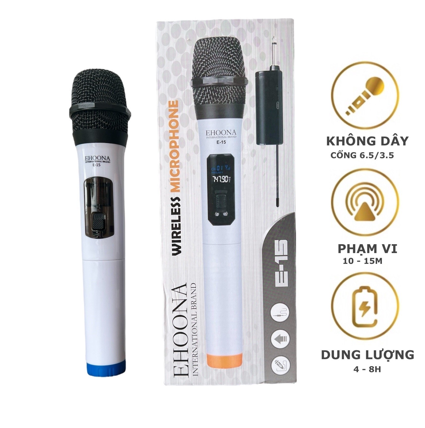Micro đa năng dùng cho loa kéo E15, Mic hút âm tốt, chống hú