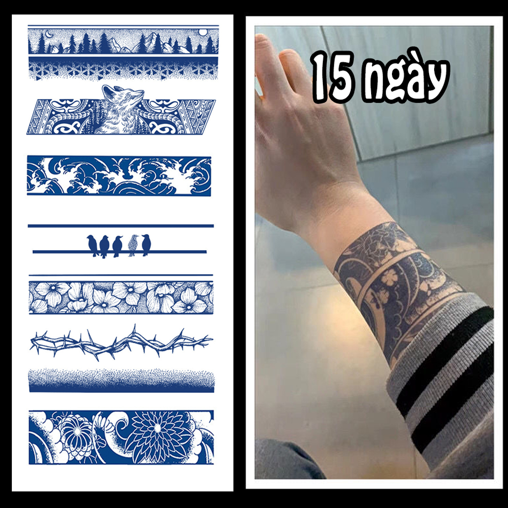 MEET Magic Tattoohình xăm 15 ngày Tạm Thời Sticker Vòng Tay Băng Tay Hình  Xăm  Shopee Việt Nam