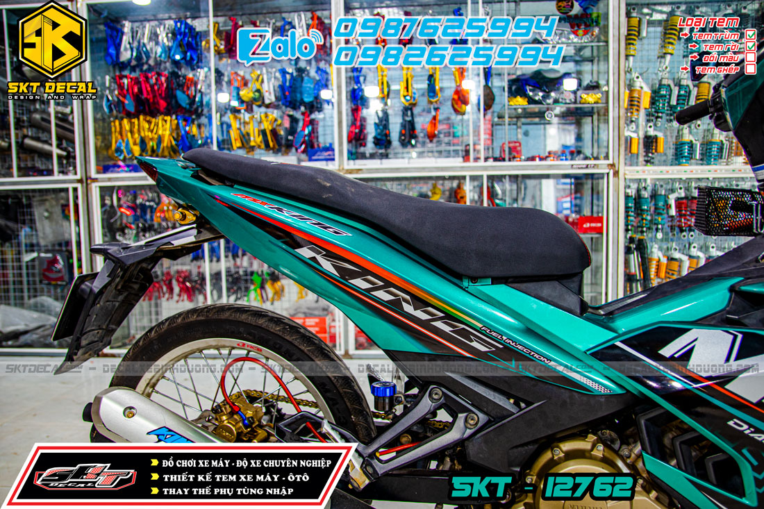tem trùm exciter 150 xanh đen trắng mx king