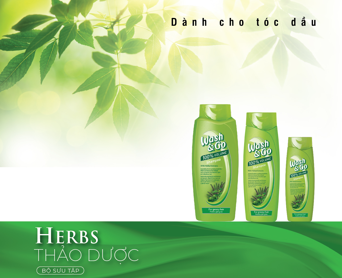 [HCM]Dầu gội Wash&Go Thảo Dược dành cho tóc dầu