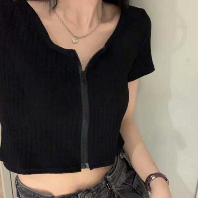 [HCM]ÁO CROPTOP DÂY KÉO