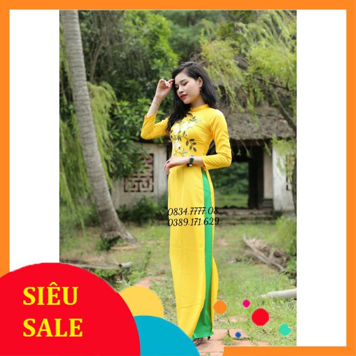 Áo dài lụa tây thi thêu lắc tay