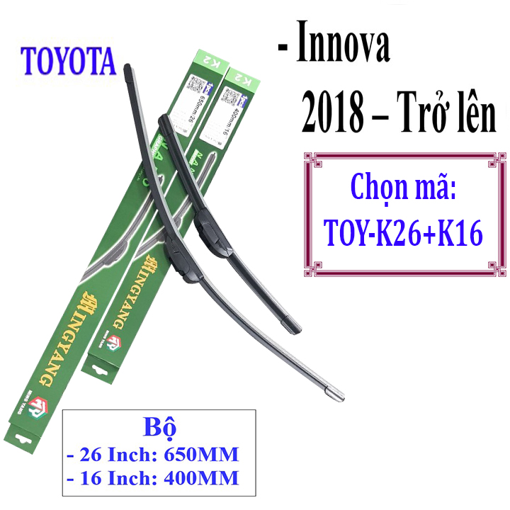 Bộ 2 thanh gạt nước mưa ô tô Nano Mềm cao cấp dành cho hãng xe Toyota: Camry-Altis-Yaris-Fortuner-Vios-Hilux-Innova-Land Cruiser-Avalon-Previa