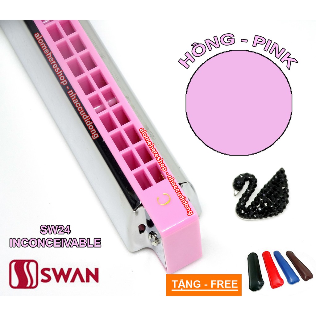Kèn harmonica tremolo 24 lỗ Swan Inconceivable SW24 Key C (Hồng)