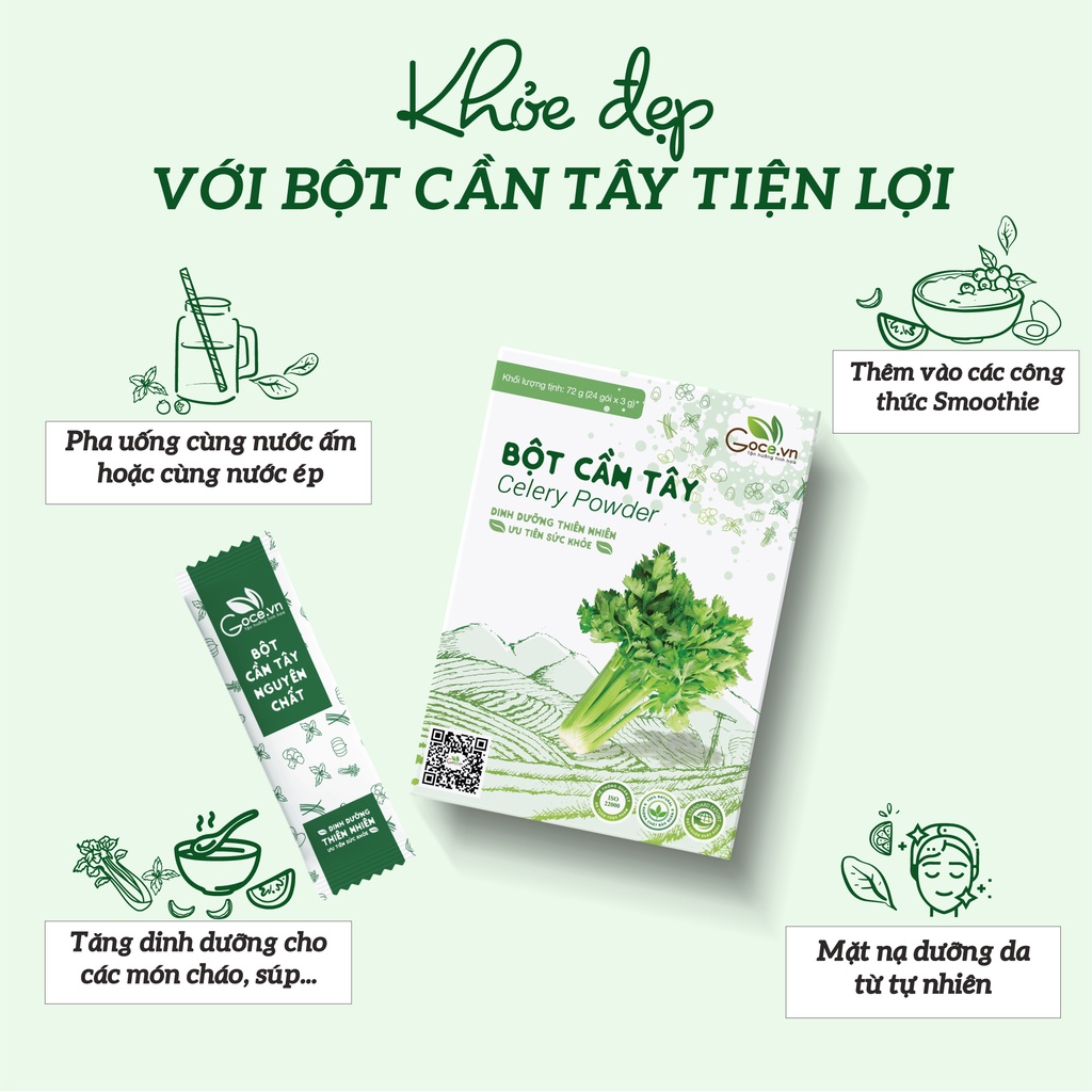 Bột cần tây nguyên chất Goce – 72g (24 gói x 3g)