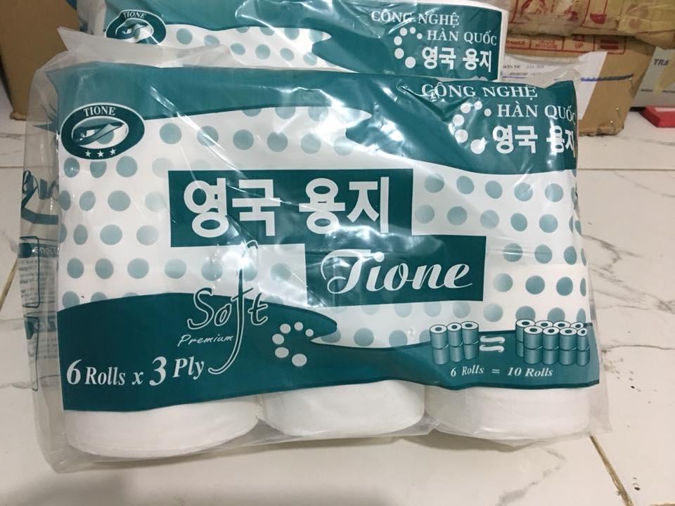 Giấy cuộn cao cấp Tione 910g (1 lốc 6 cuộn)