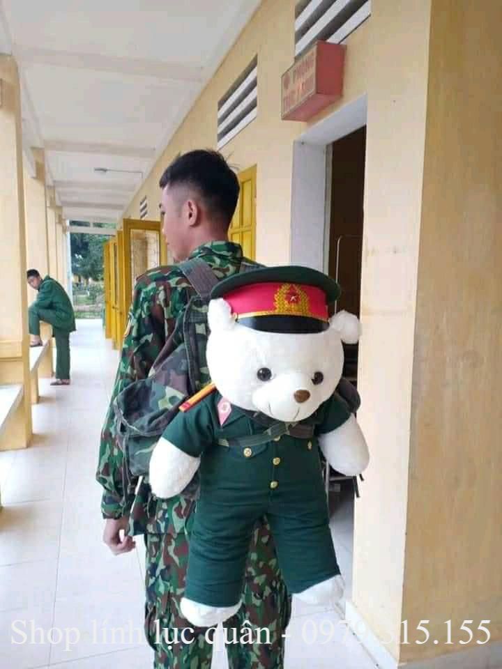 QUÀ TẶNG LÍNH - GẤU BÔNG MŨ ĐỎ 90cm