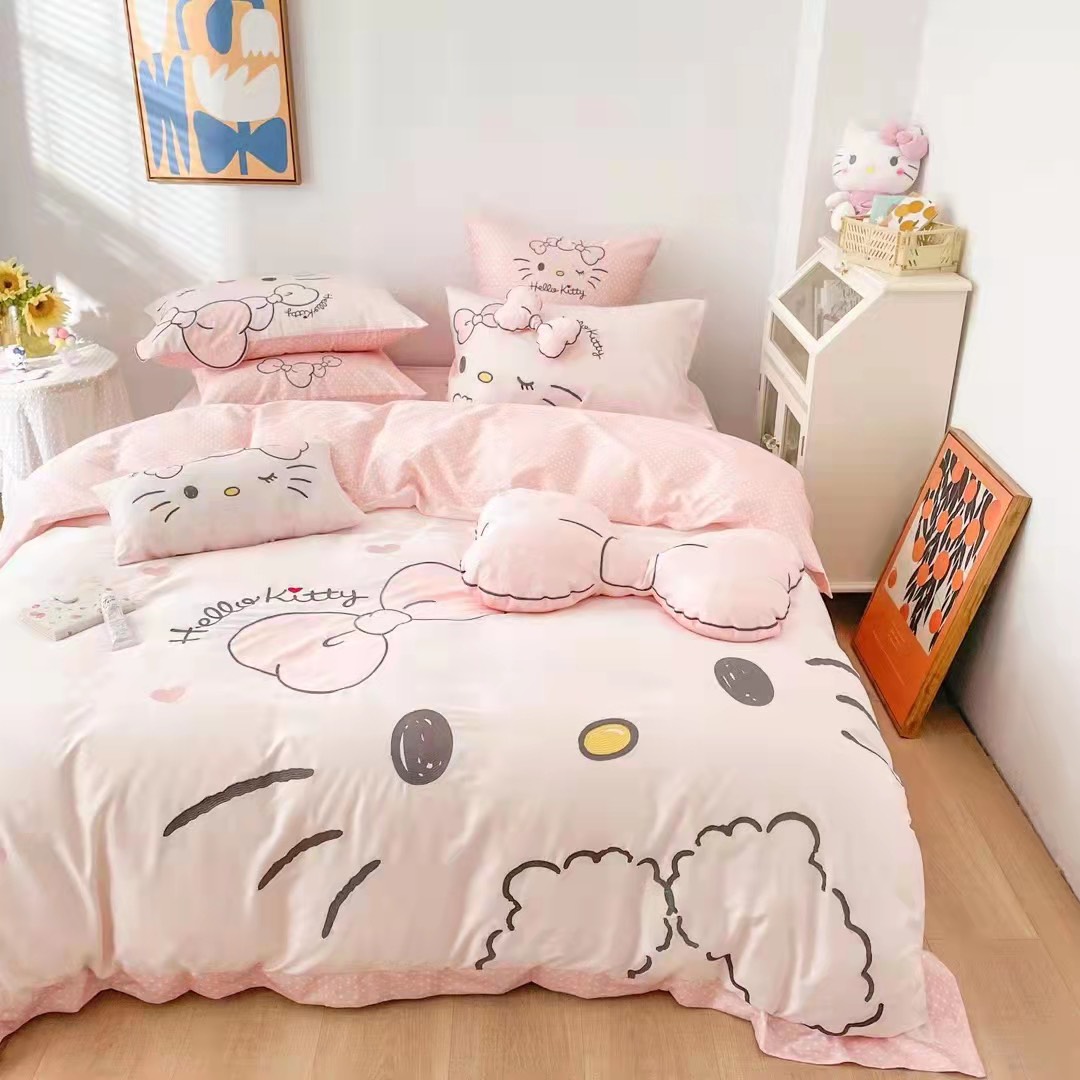 Bộ Chăn ga gối lụa 60s Kitty