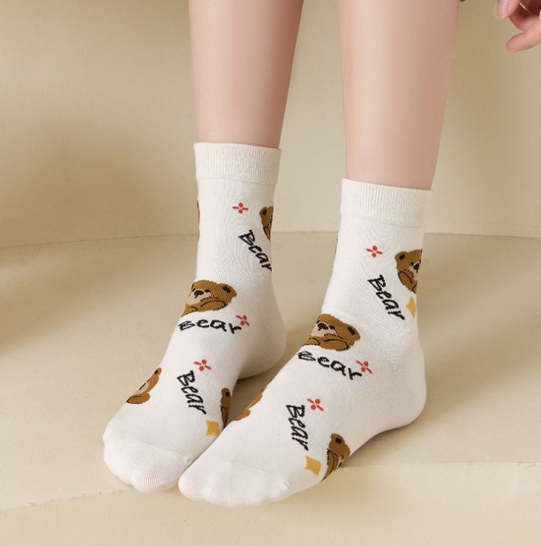 Set 5 Đôi Tất Vớ Nữ Cao Cổ Gấu Bear SS2