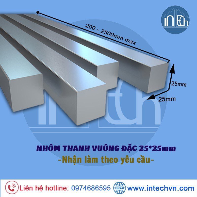 NHÔM THANH VUÔNG ĐẶC 25*25mm