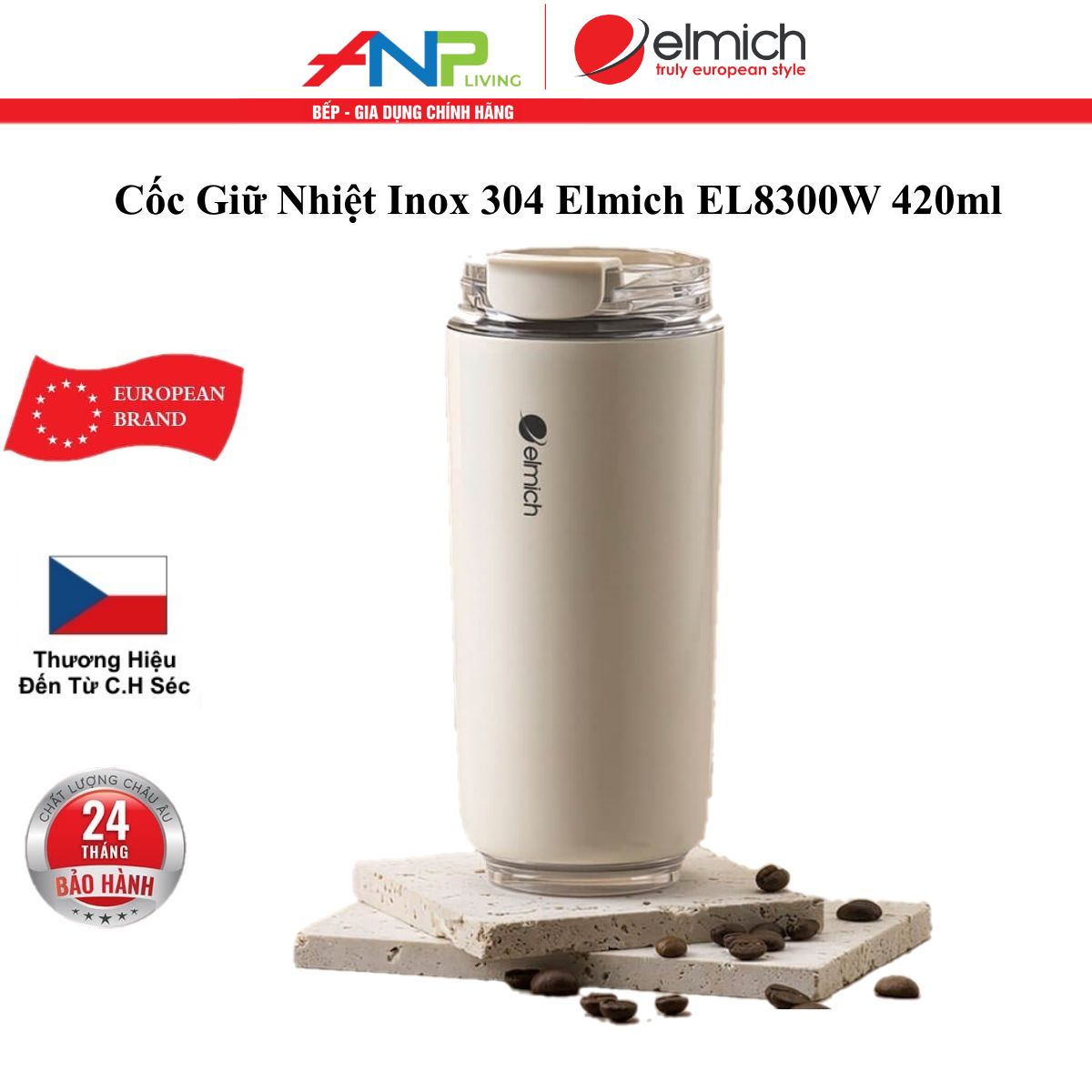 Cốc Giữ Nhiệt ELMICH EL-8300 (Dung Tích 420ML, INOX 304, Giữ Nhiệt 3 Lớp)