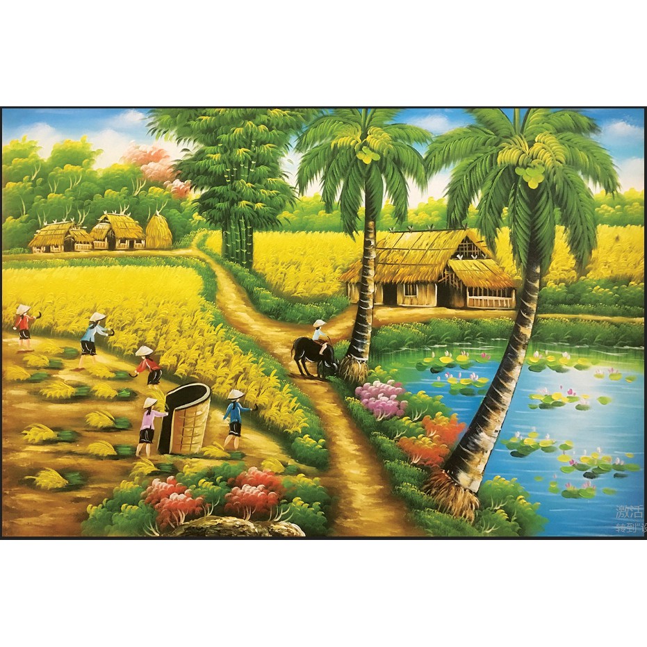 Tranh đính Phong Cảnh đá Làng Quê 88653