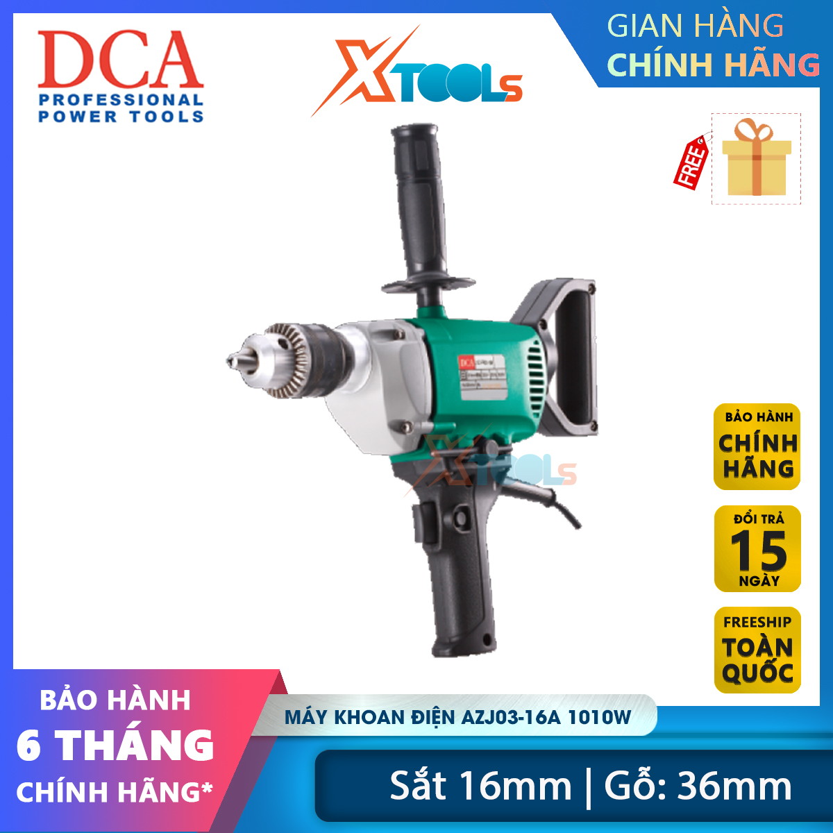 Electric drill DCA ajz03-16a , hand drill power 1010W, iron drill 16mm, drill Wood 36mm, no-load speed 620 times/minutes