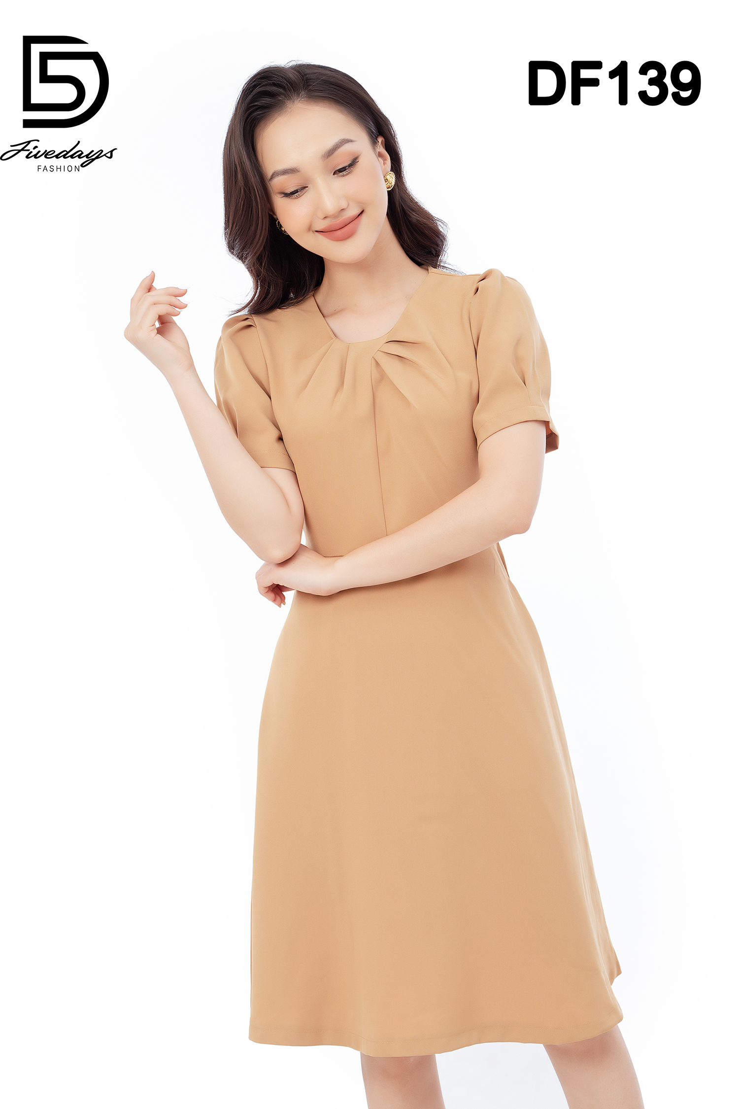 Đầm xoè cổ xếp ly FIVEDAYS