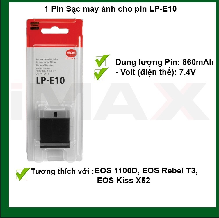 Pin thay thế pin máy ảnh lp-e10