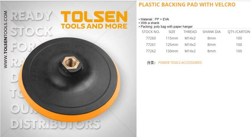 MIẾNG CHÀ ĐỆM CAOSU  CÓ ĐAI ỐC 115mm TOLSEN 77260