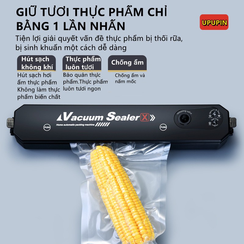 [ TẶNG KÈM  10 TÚI HÚT ]Máy Hút Chân Không Thực Phẩm Kèm Hàn Miệng Túi Vacuum Sealer