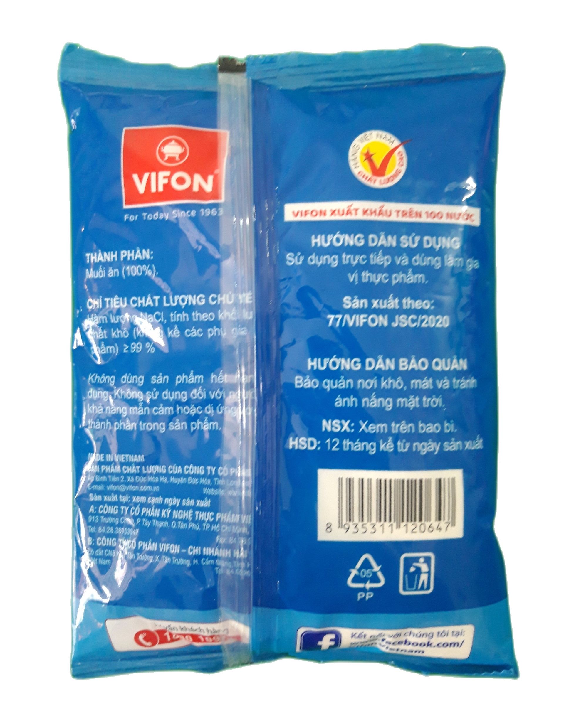 Muối tinh sấy cao cấp Vifon 950g