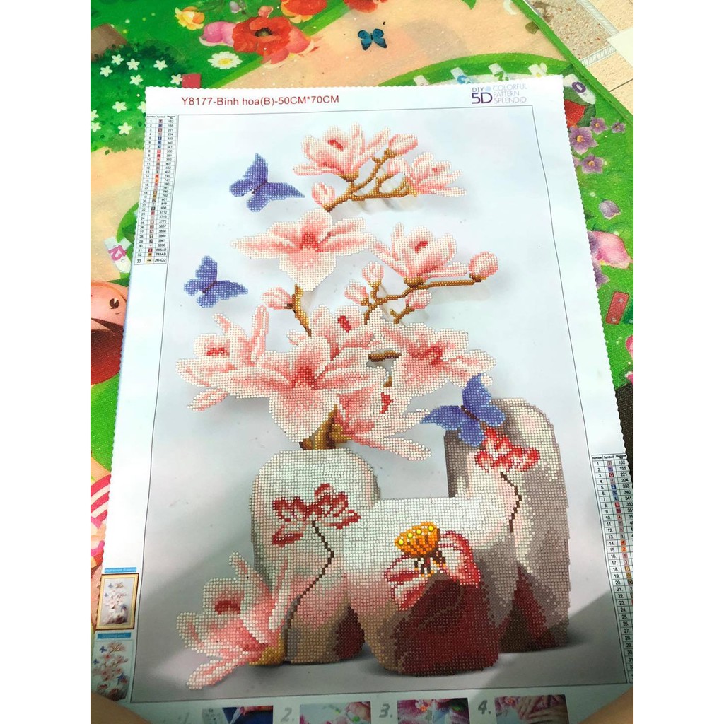Tranh đính đá bình hoa Lan Y8177 ( 50X70cm) - chưa đính đá