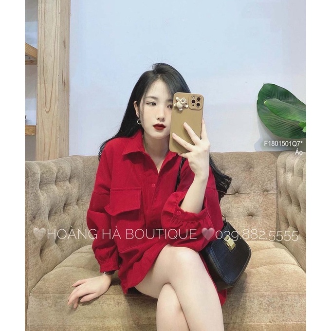 Áo sơ mi thô đỏ