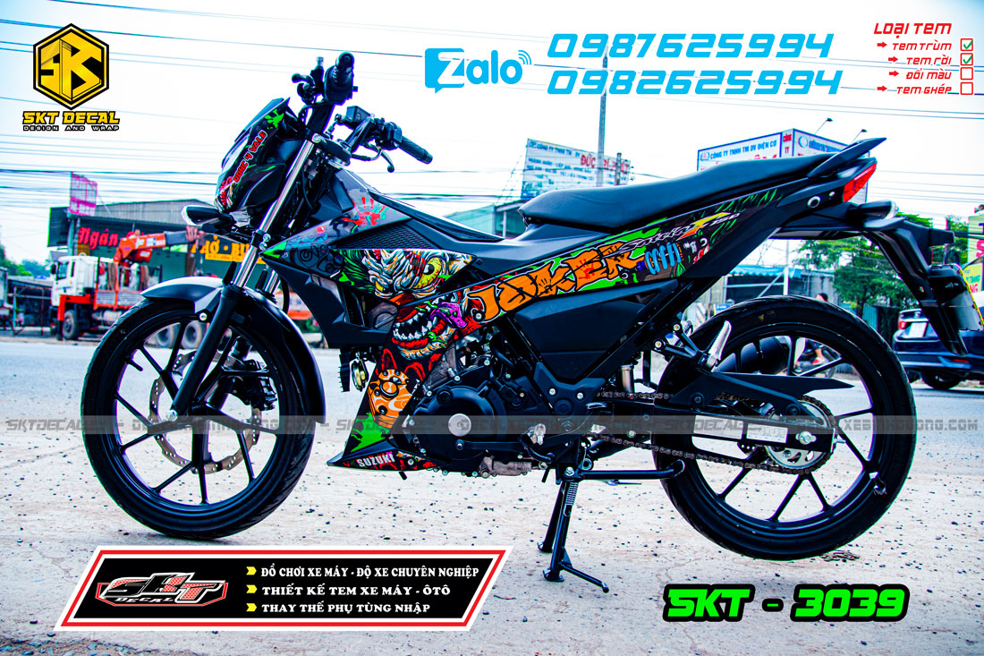 tem trùm satria xanh đen joker