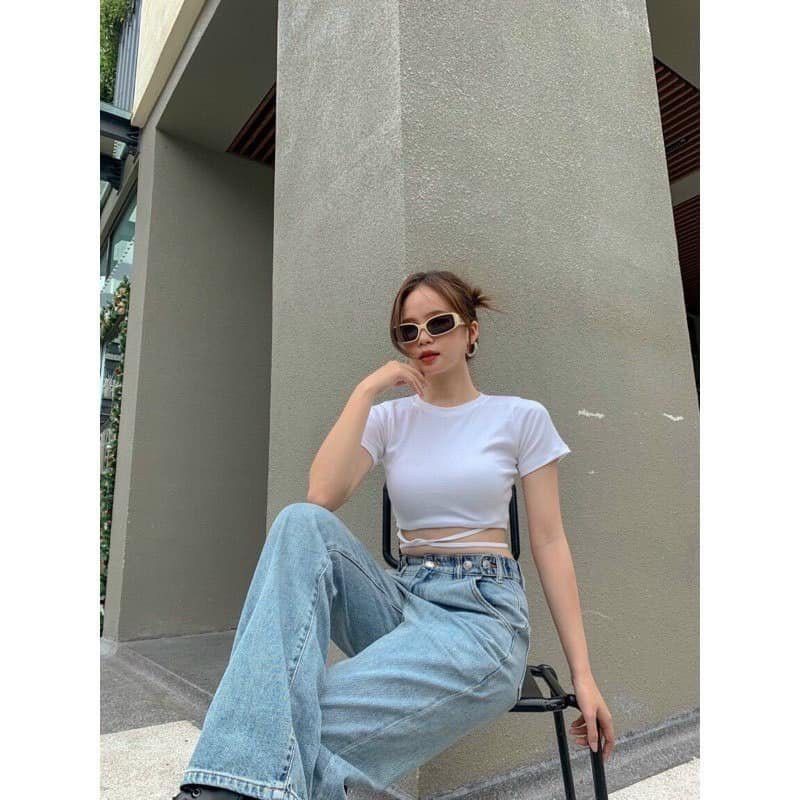 Áo thun Croptop Đan Eo Sexy Dây Buộc Eo Gợi Cảm