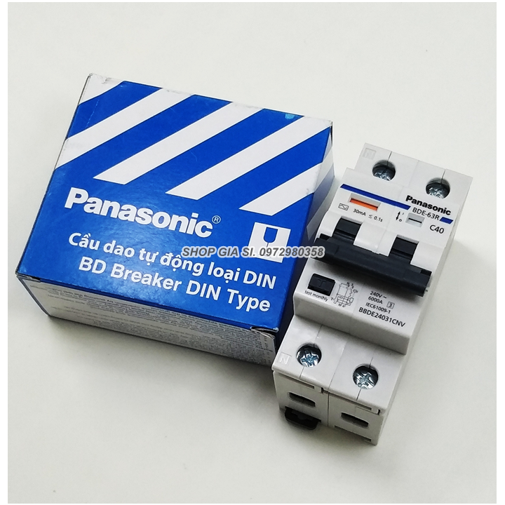 Aptomat - cầu dao chống giật panasonic - rcbo 2p 40a - 63a 30ma 240vac chính hãng
