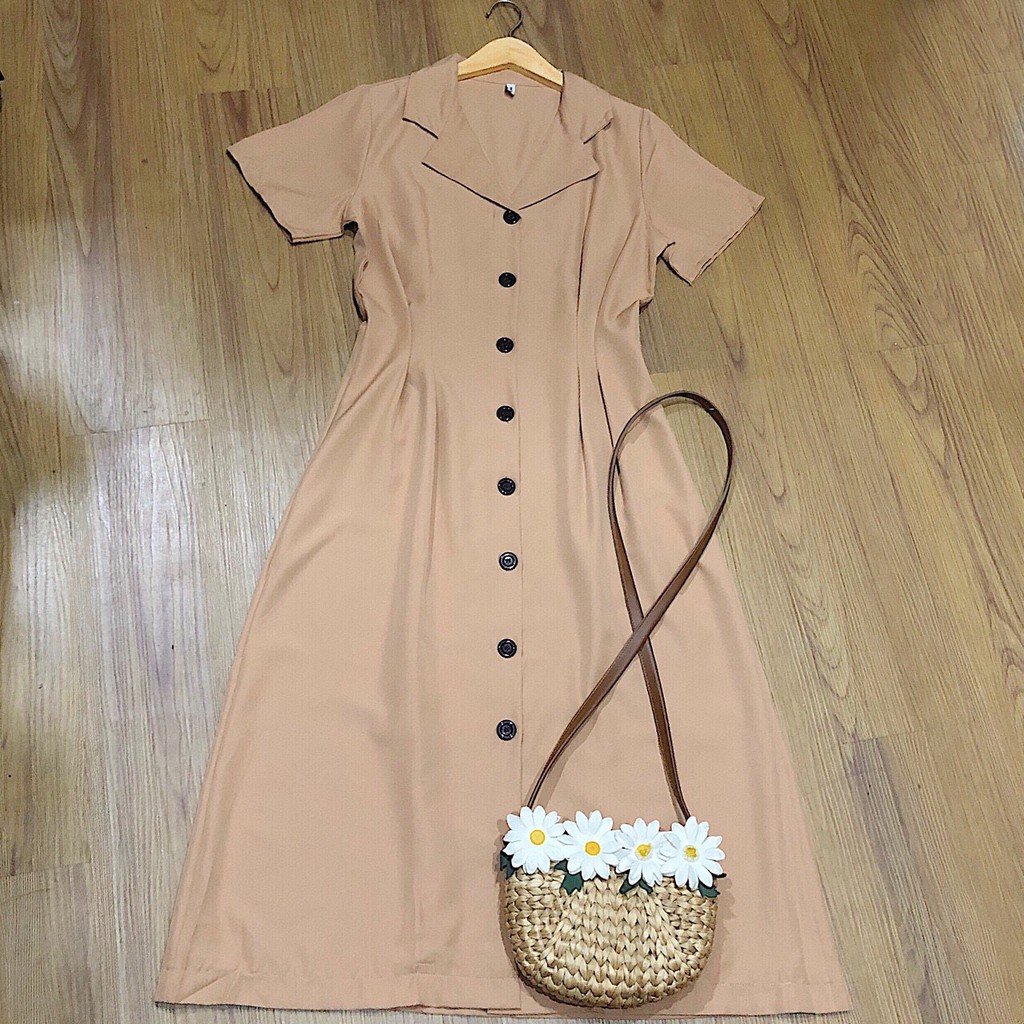 [ẢNH THẬT CUỐI] Đầm Maxi Sơ Mi Xoè Nude - DM899
