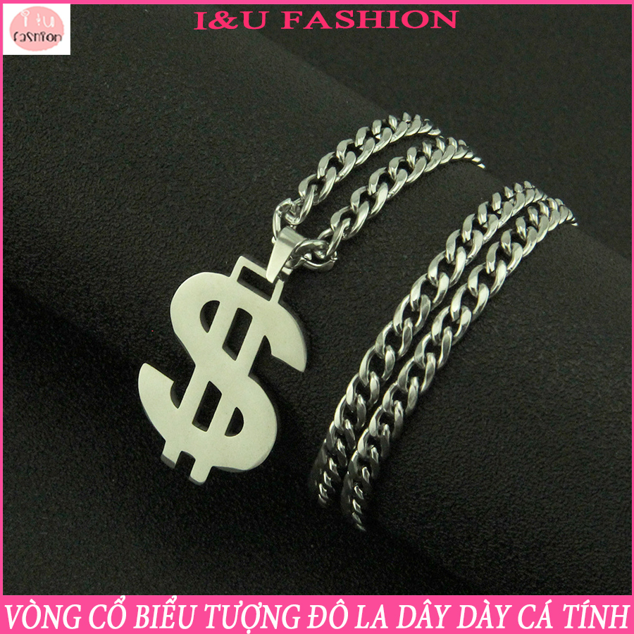Vòng Cổ Dây Chuyền UNISEX Nam Nữ , Vòng Cổ Đôi , Vòng Cổ Nhóm Biều Tượng Đô La Độc Đáo Cá Tính Với Dây Xích To Bản Màu Bạc VC-47