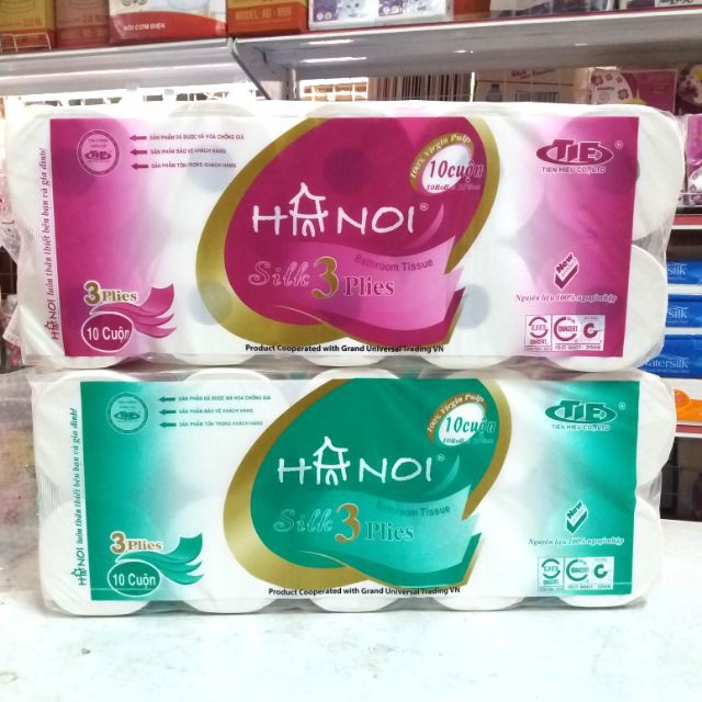 ⛔FREESHIP⛔ Bịch 10 cuộn giấy vệ sinh Hà Nội Silk 3 lớp (LOẠI HÀ NỘI)