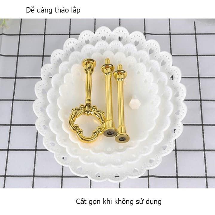 KHAY ĐỰNG BÁNH KẸO TRÒN 3 TẦNG