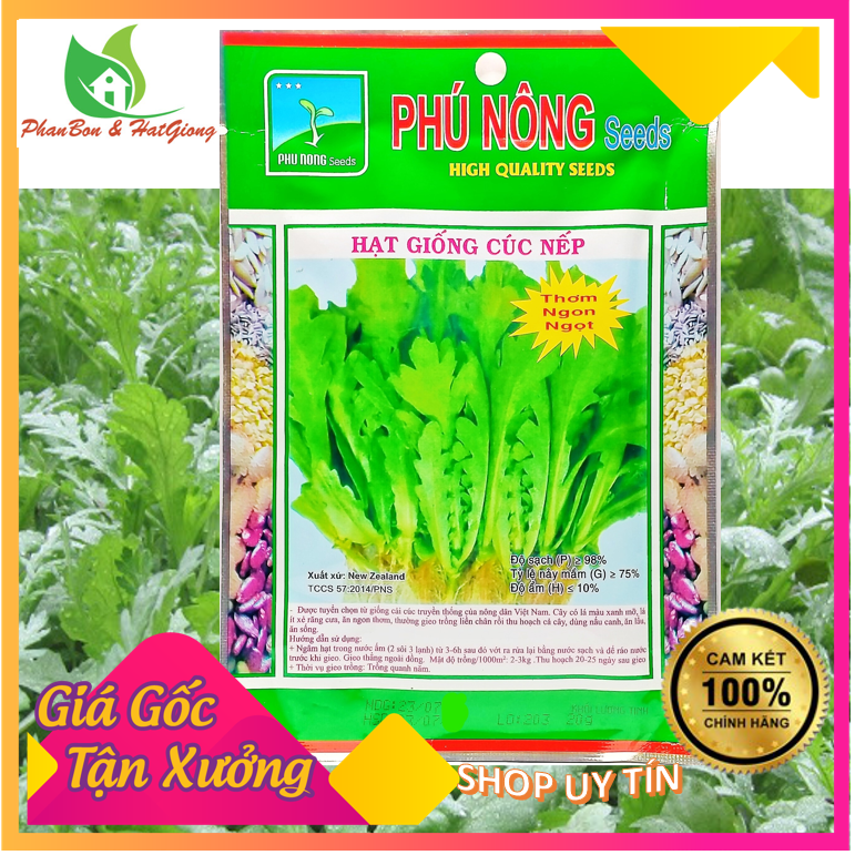 Hạt Giống Rau Cải Cúc Nếp [ Tần Ô Lá Tròn ] 20Gr Phú Nông Seeds | Shop Phân Bón, Hạt Giống Rau Củ Quả, Xơ Dừa, Mùn Dừa, Đất Sạch Trồng Rau Sạch Tp. Hồ Chí Minh