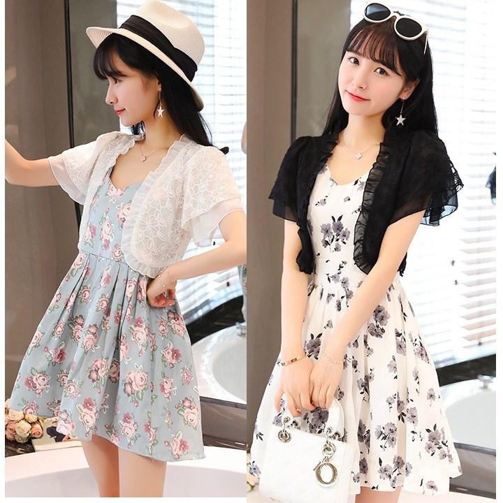 [HCM]Áo khoác ren lửng phối tay 2 lớp