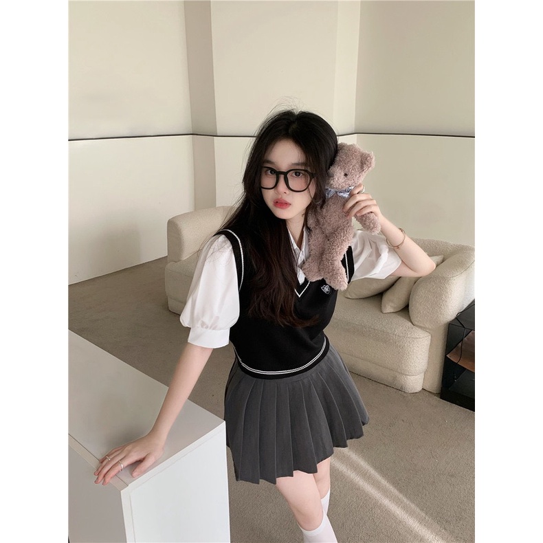 Áo Len Gile Nữ Học Sinh Cổ Tim Chất Len Dày